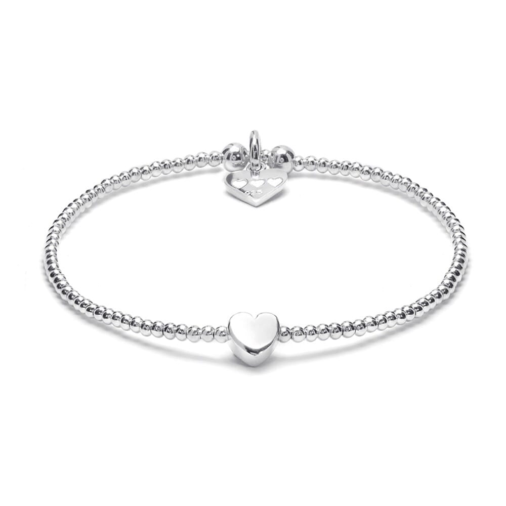Dainty Boxed Heart Silver Bracelet