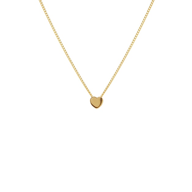 Tiny Boxed Heart Gold Necklace - Tiny Solid Gold Heart Pendant