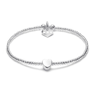 Dainty Boxed Heart Silver Bracelet