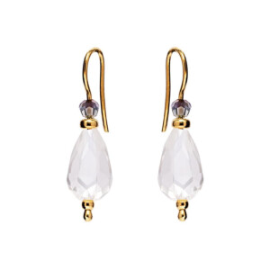 Glimmer Teardrop Gold-Plated Crystal Hook Earrings