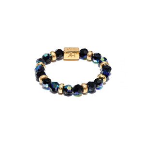 Mini Blisski Gold Plated Ring - Black Crystal
