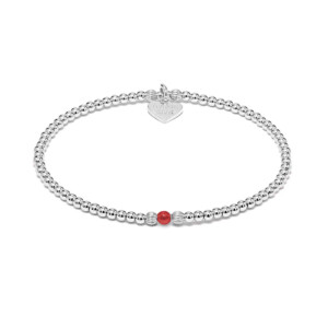 Aster Silver Bracelet - Carnelian Red