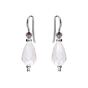 Glimmer Teardrop 925 Sterling Silver Crystal Hook Earrings
