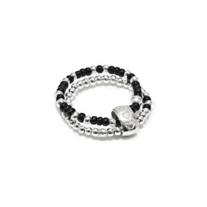 Serasi Duo Black Silver Ring