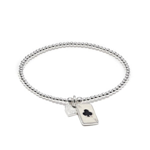 Santeenie Silver Charm Bracelet - Black Ace Clubs Card