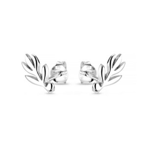 Olive Leaf Silver Stud Earrings