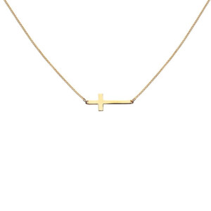 NU & MII Sideways Cross Gold Plated Necklace