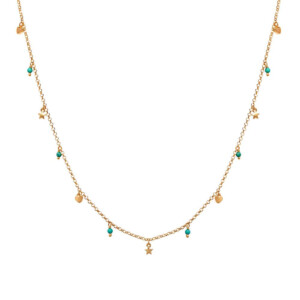 Outlet Turquoise Hearts and Stars Gold Plated Necklace