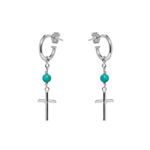 NU & MII Turquoise Cross Silver Earrings