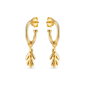Olive Leaf Hoop Gold Plated Earrings