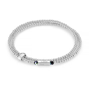 Phoebe Looped Personalised Silver Bracelet - Black Crystal