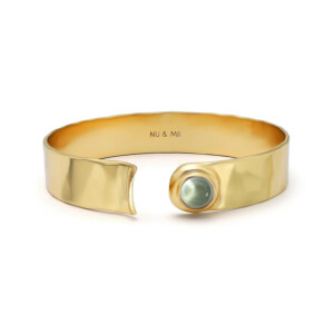 NU & MII Seville Gold Plated Bangle - Green Phrenite