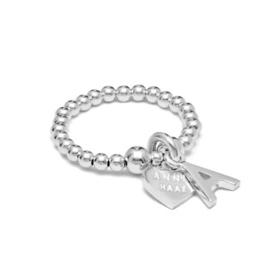 Santeenie Silver Charm Ring - Initial