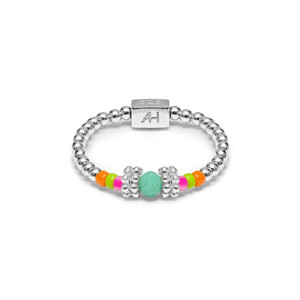 Boho Neon Silver Ring