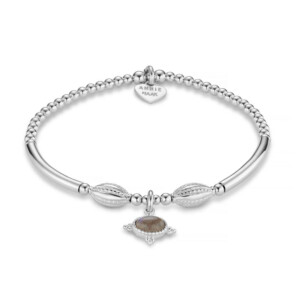 Labradorite Tube Silver Charm Bracelet