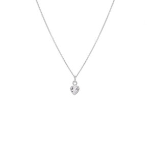 Tiny Crystal Heart Silver Necklace
