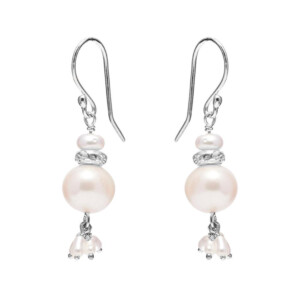 Precious Dangle Silver Earrings - Pearl
