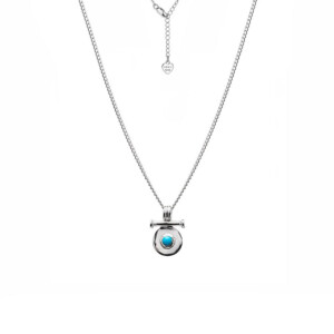 Mosaic Turquoise Silver Necklace