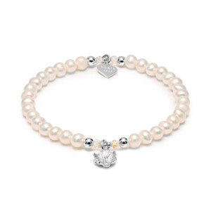 Poppy Pearl Silver Bracelet - Flower