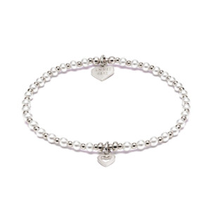 Pretty Pearl Heart Silver Charm Bracelet