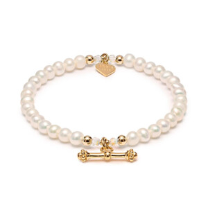 Poppy Pearl Gold Plated Bracelet - T-Bar
