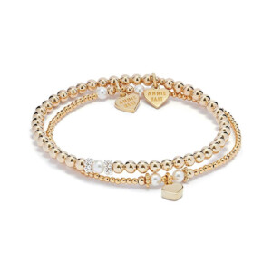 Pearly Gold Plated Bracelet Stack