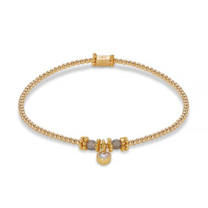 Labradorite Crystal Heart Gold Plated Charm Bracelet