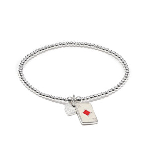 Santeenie Silver Charm Bracelet - Red Ace Diamonds Card