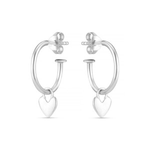 Weeny Heart Silver Hoop Earrings