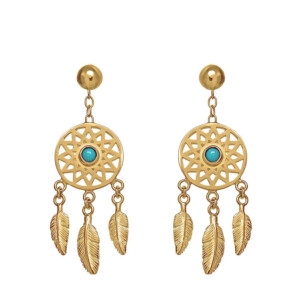 Outlet Turquoise Dreamcatcher Gold Earrings