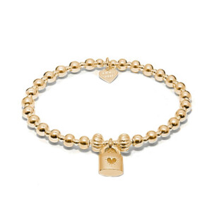 Indigo Gold Plated Charm Bracelet - Love Lock