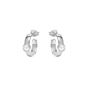 Outlet Cosmic Pearl Silver Hoop Earrings