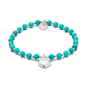 Mini Orchid Turquoise Silver Charm Bracelet