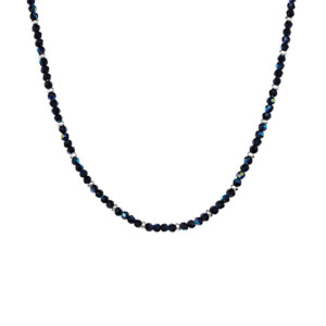 Mini Blisski Silver Necklace - Black Crystal