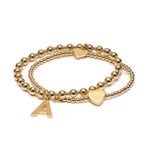 Annabel Initial Gold-Filled Charm Bracelet Stack