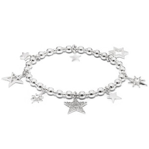 Sparkling Cluster of Stars Silver Charm Bracelet