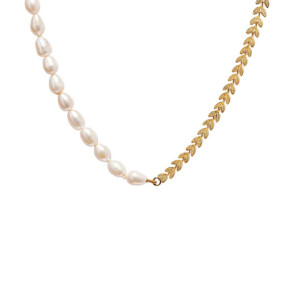 NU & MII Flora Pearl Gold Plated Necklace