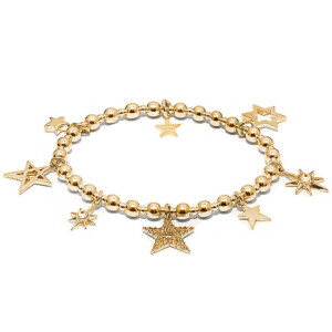 Outlet Sparkling Cluster of Stars Gold Charm Bracelet