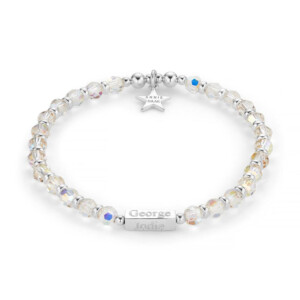 Personalised Lustre Silver Charm Bracelet - Clear Crystal