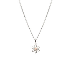 Pink Daisy Silver Necklace