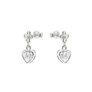 Garland Dangle Heart Silver Earrings