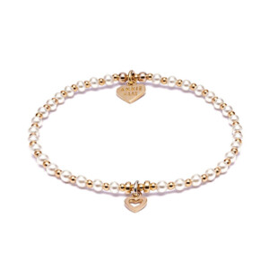 Pretty Pearl Heart Gold Plated Charm Bracelet