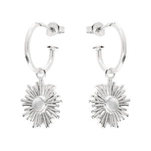 Orbit Silver Hoop Earrings - Moonstone
