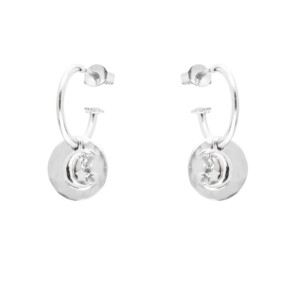 Outlet Full Moon Silver Hoop Earrings