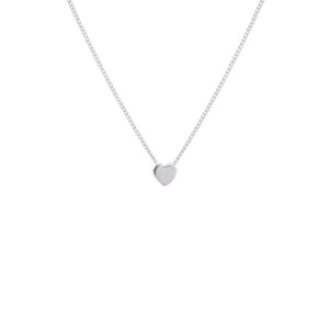 Tiny Boxed Heart Silver Necklace