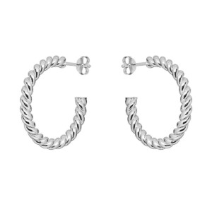 Solid Twirl Looped Silver Earrings