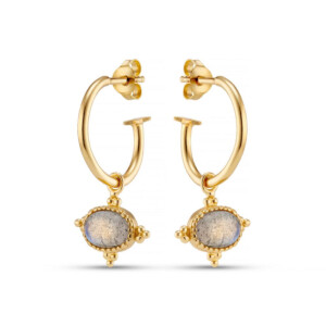 Labradorite Gold Plated Hoop Earrings