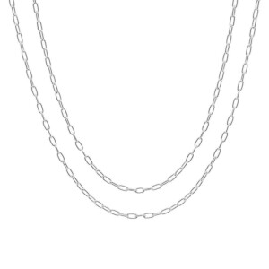 Outlet NU & MII Double Chain Silver Necklace