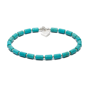 Turquoise Tubular Silver Bracelet