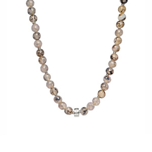 Lucia 925 Sterling Silver Agate Necklace - Grey Hues